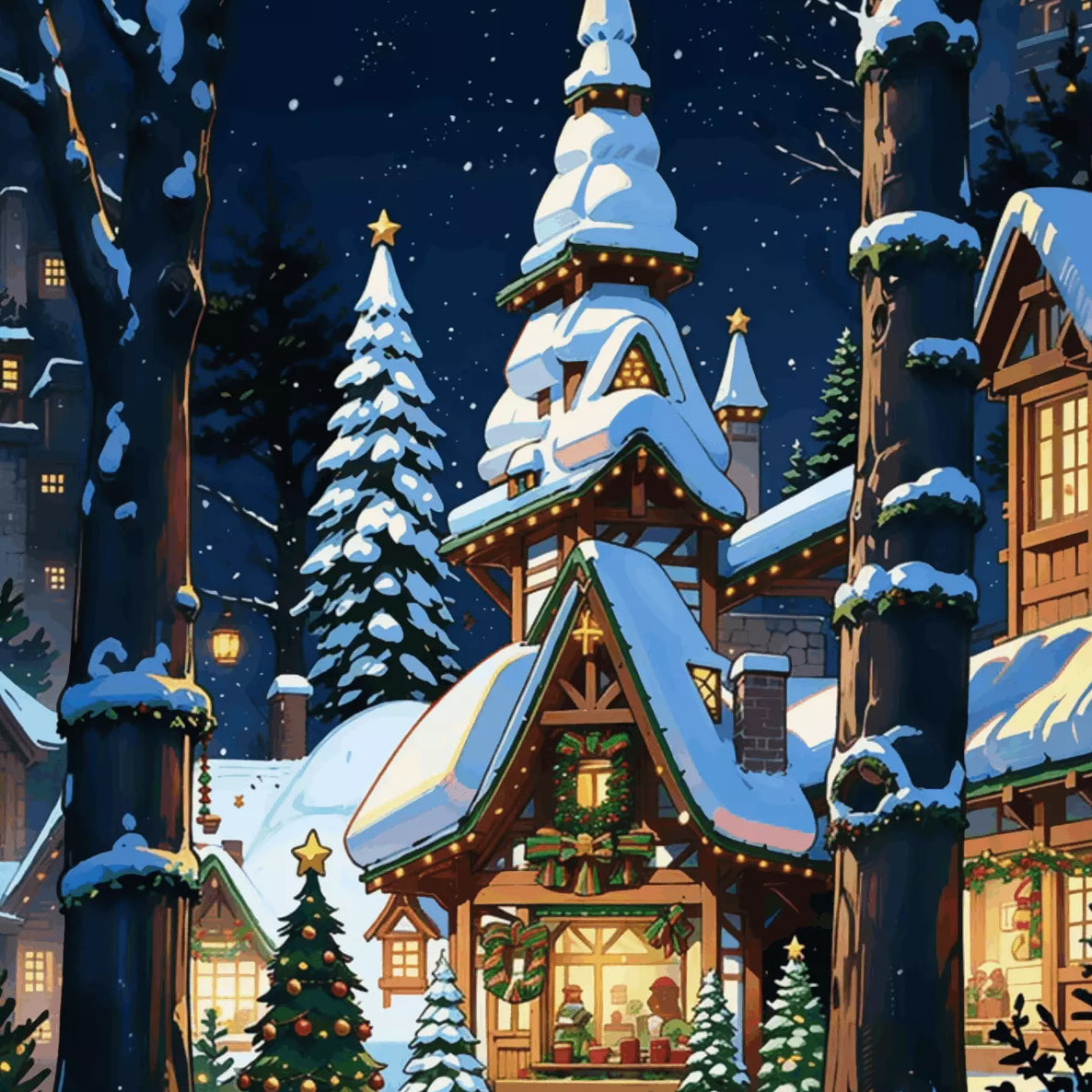 Cozy Christmas Night - Snowy Village