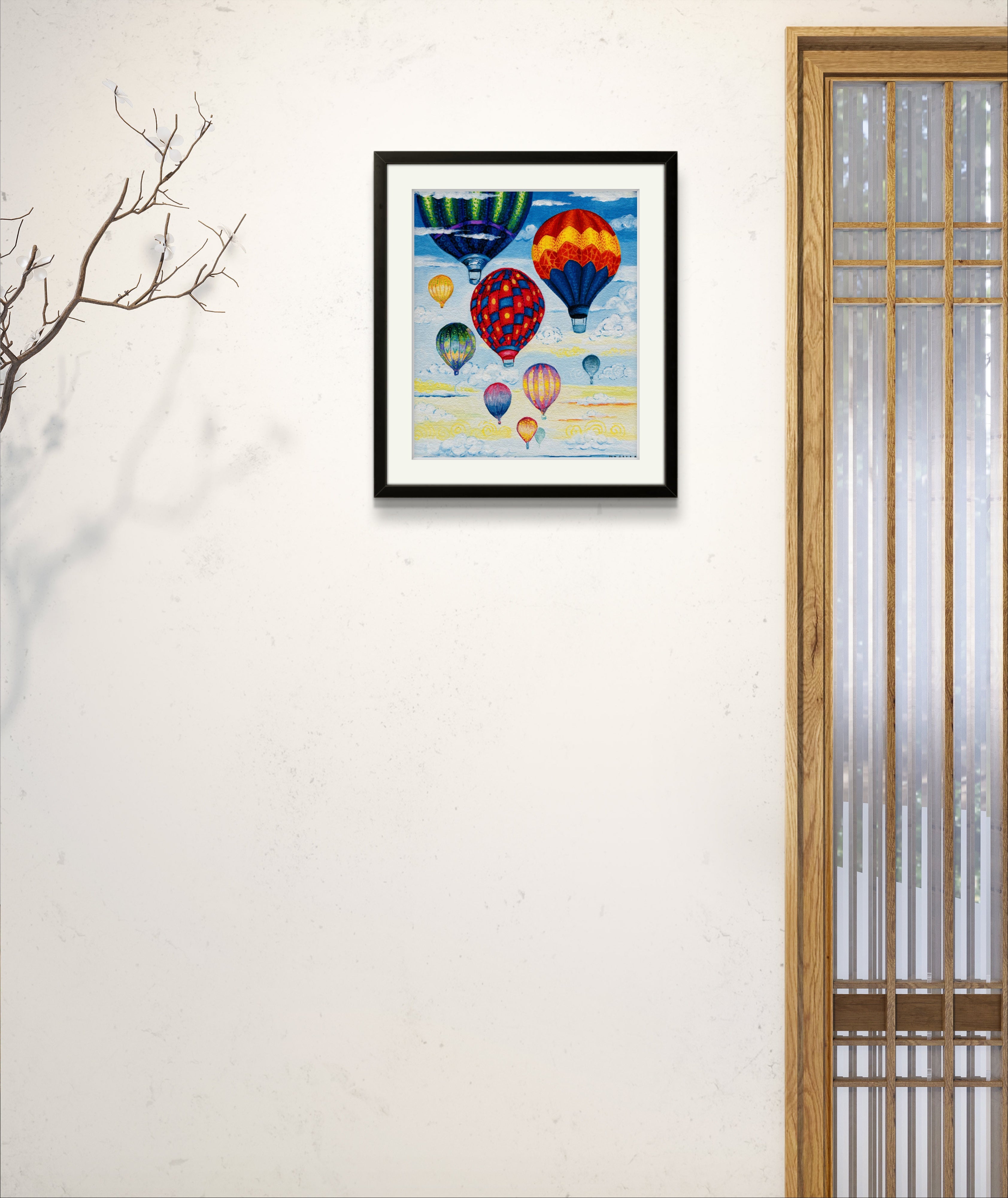 Lively Sky with Hot Air Balloons