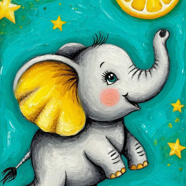 Baby Elephant and Lemon Dot by Number Kit