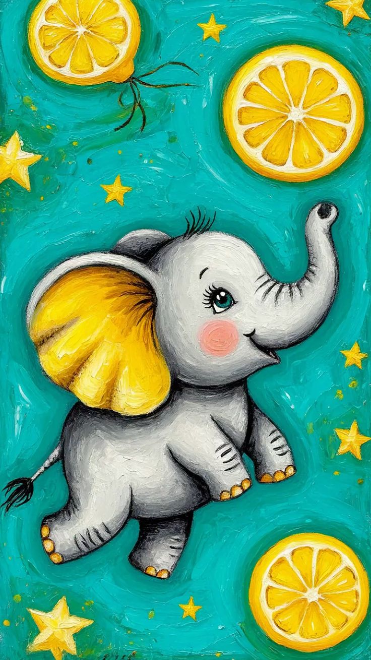 Baby Elephant and Lemon Dot by Number Kit