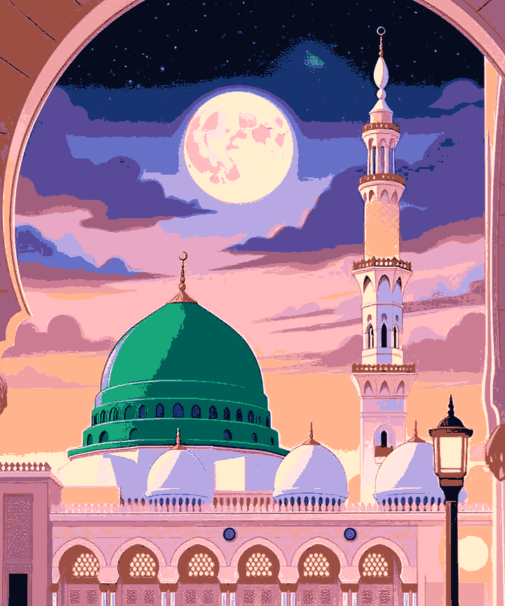 Masjid Nabawi Under the Moonlight