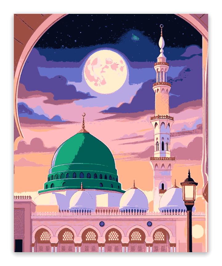 Masjid Nabawi Under the Moonlight