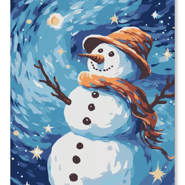 Snowman Under Starry Skies