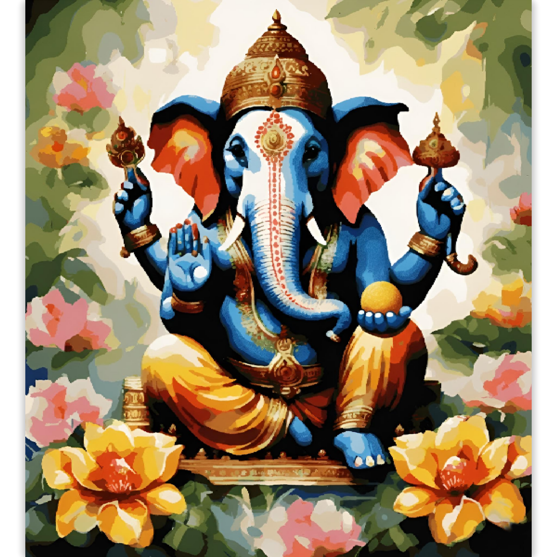 Ganesha Sitting in between Flowers